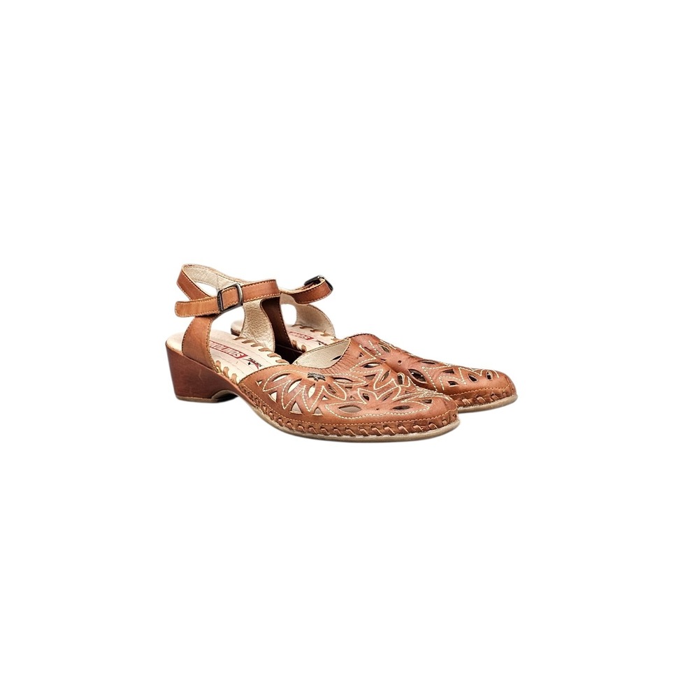 Pikolinos Women's Size 38/ 7 US EUC Romana Strap Brown Leather Heeled Sandals